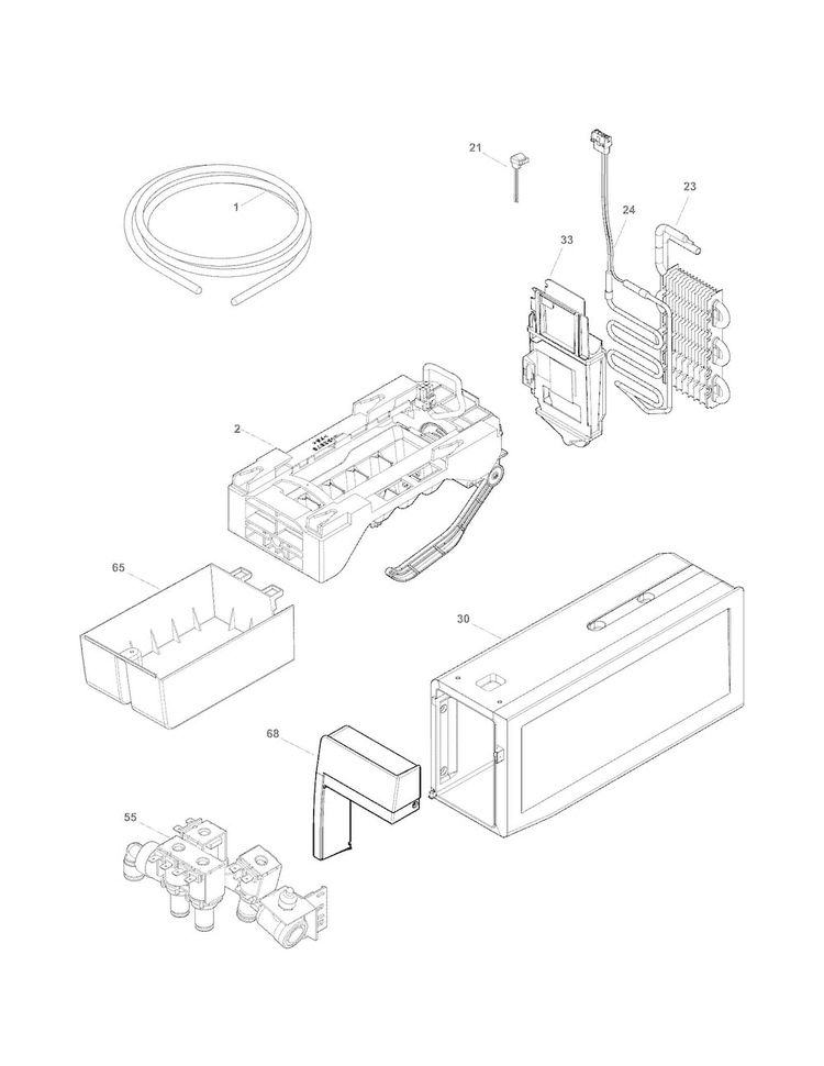 Ice Maker Diagram and Parts List for 25370312212  Kenmore Refrigerator