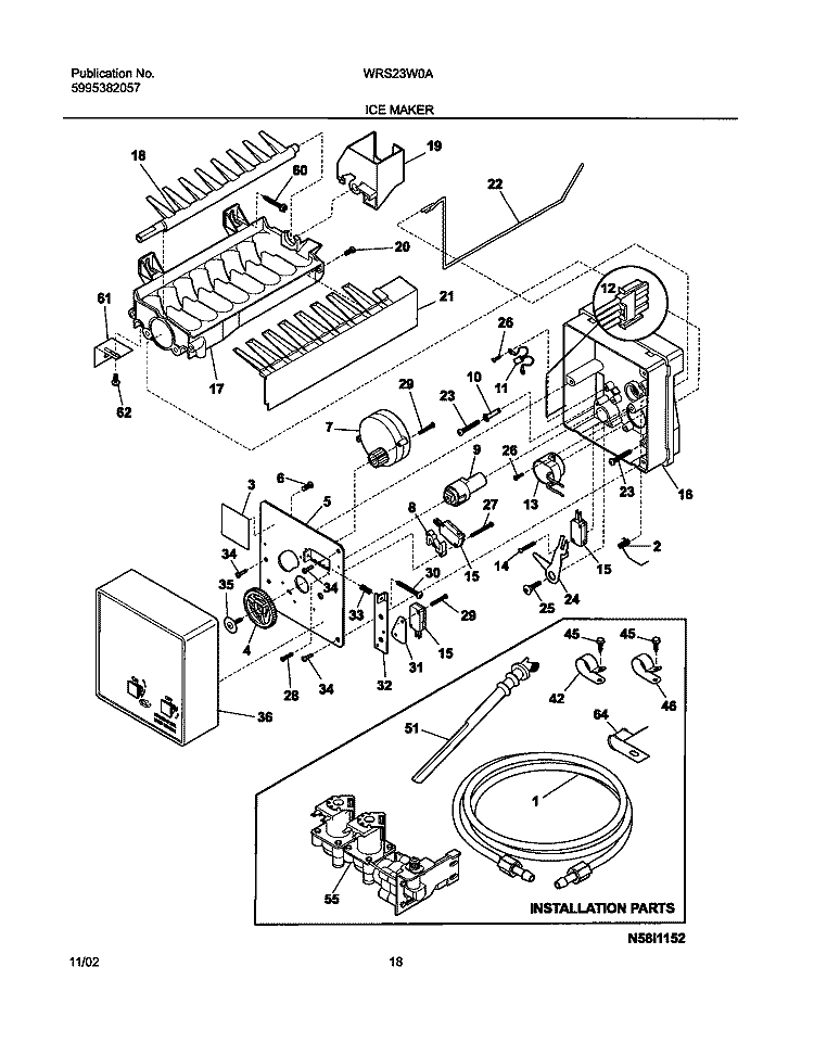 ICE MAKER Diagram and Parts List for WRS23W0AW5  Westinghouse Refrigerator