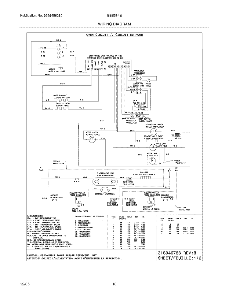 WIRING DIAGRAM Diagram and Parts List for BES384EB1  Crosley Wall Oven