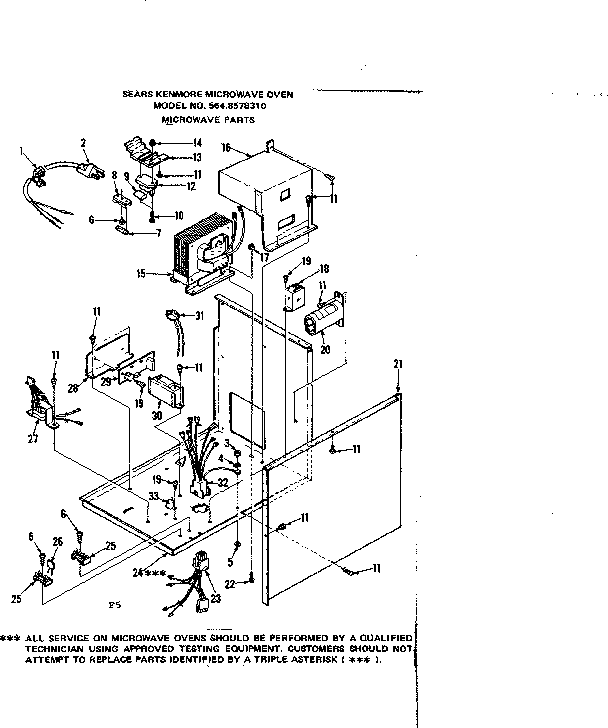 Microwave Parts Diagram and Parts List for 5648578310  Kenmore Microwave