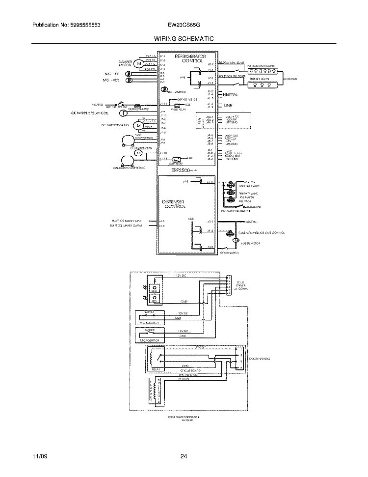 WIRING SCHEMATIC Diagram and Parts List for EW23CS65GB2  Electrolux Refrigerator