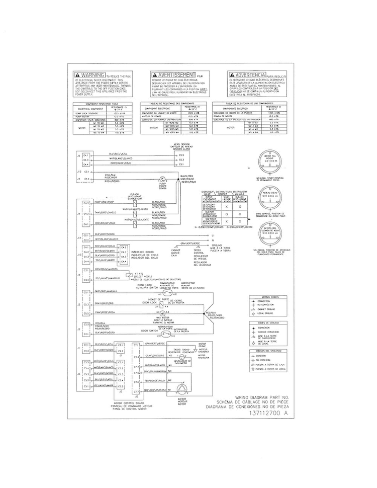 Wiring Diagram Diagram and Parts List for FAFW3001LW2  Frigidaire Washer