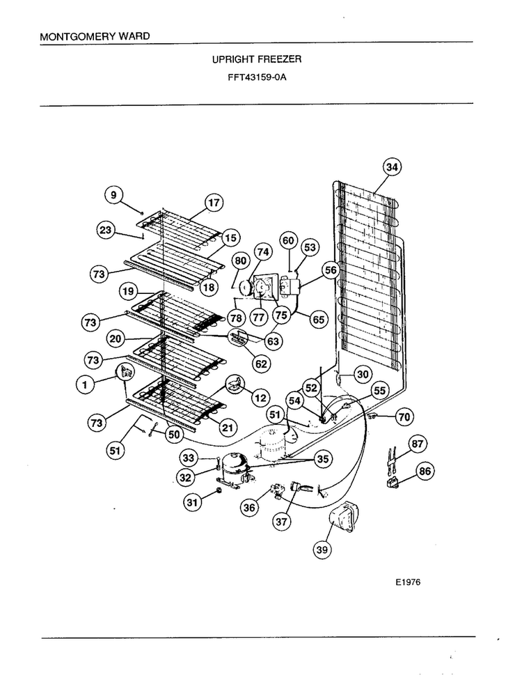 Upright Freezer Page 5 Diagram and Parts List for 43159A  Frigidaire Freezer