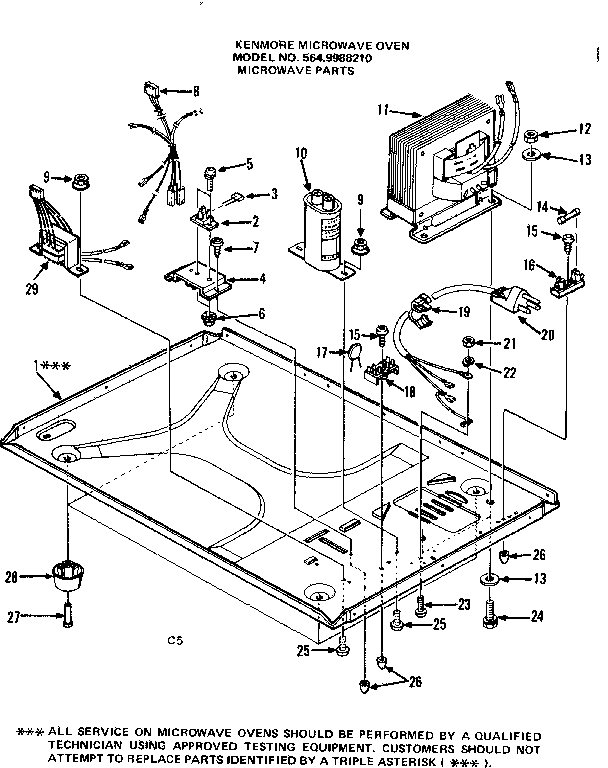 Microwave Parts Diagram and Parts List for 5649988210  Kenmore Microwave