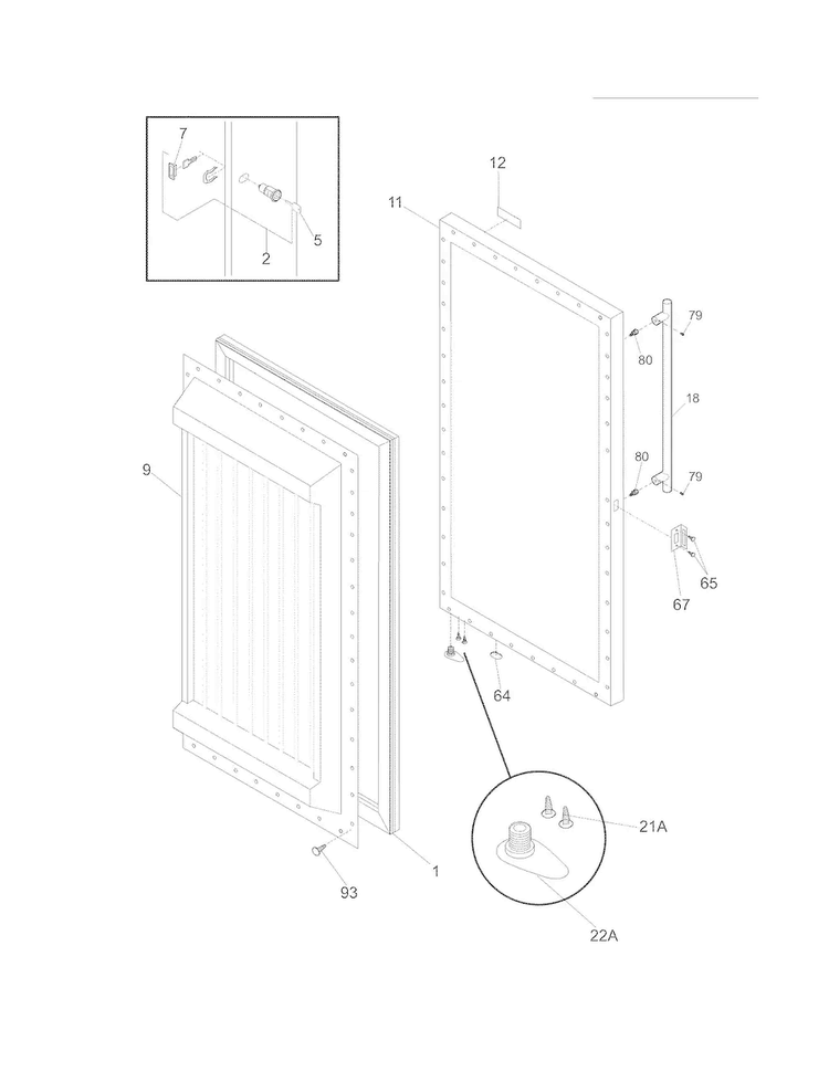 Door Diagram and Parts List for KRS220RHY3  Kelvinator Refrigerator