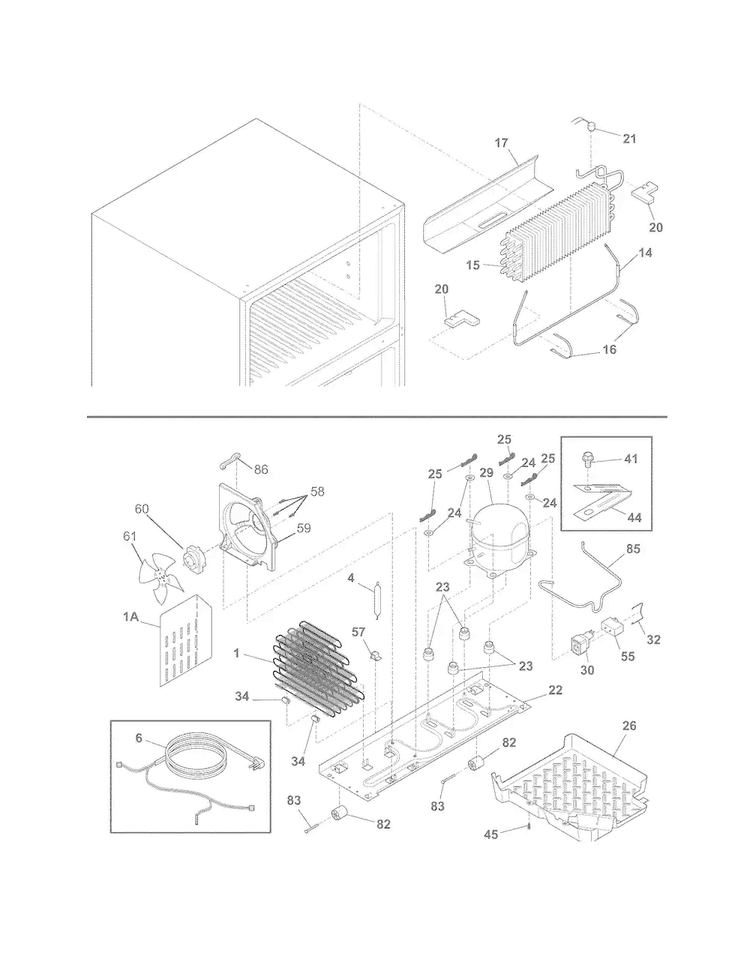 System Diagram and Parts List for FFHT2126PS2  Frigidaire Refrigerator