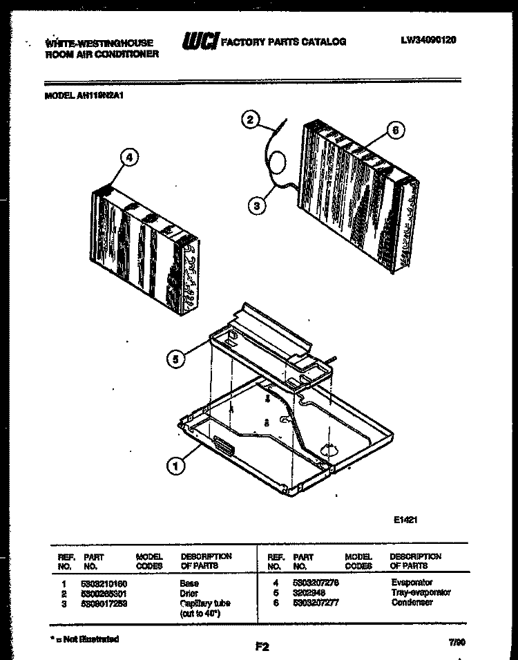 UNIT PARTS Diagram and Parts List for AH119N2A1  Frigidaire Air Conditioner