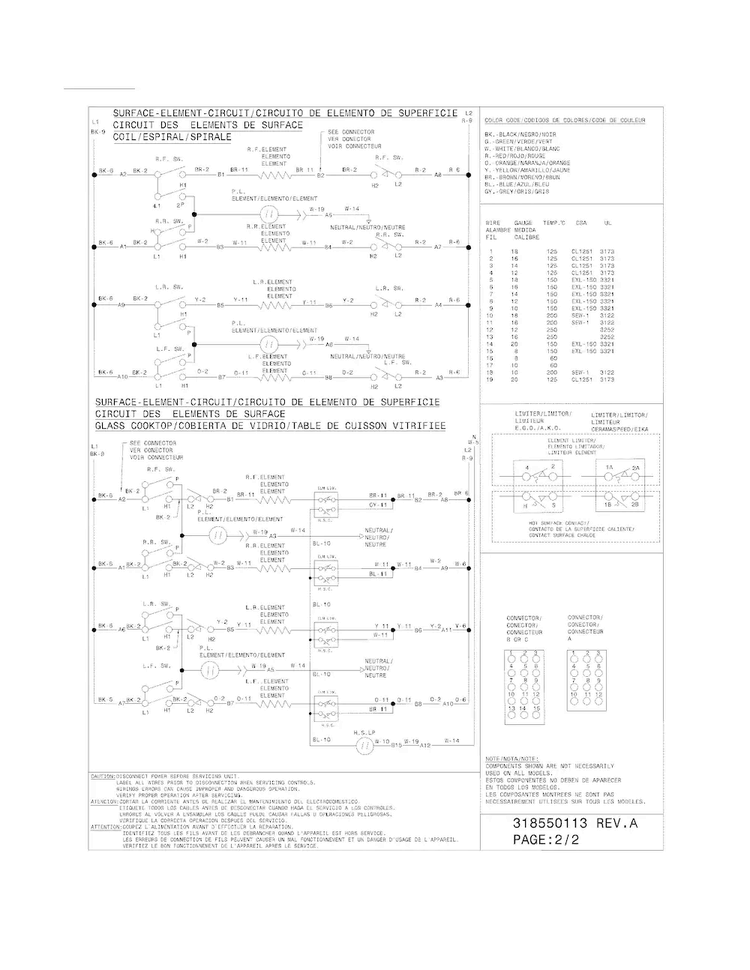 Wiring Diagram Diagram and Parts List for FFES3025LSE  Frigidaire Range