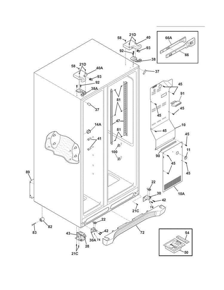 Cabinet Diagram and Parts List for FPUS2698LF3  Frigidaire Refrigerator
