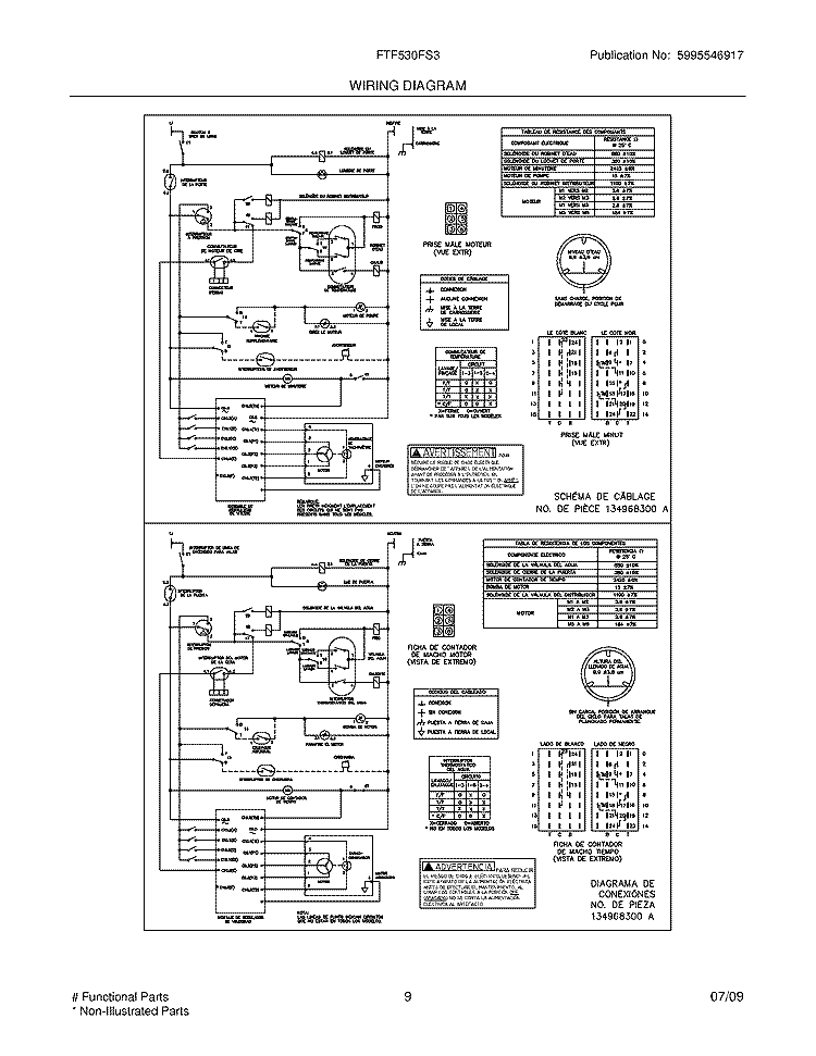 WIRING DIAGRAM Diagram and Parts List for FTF530FS3  Frigidaire Washer