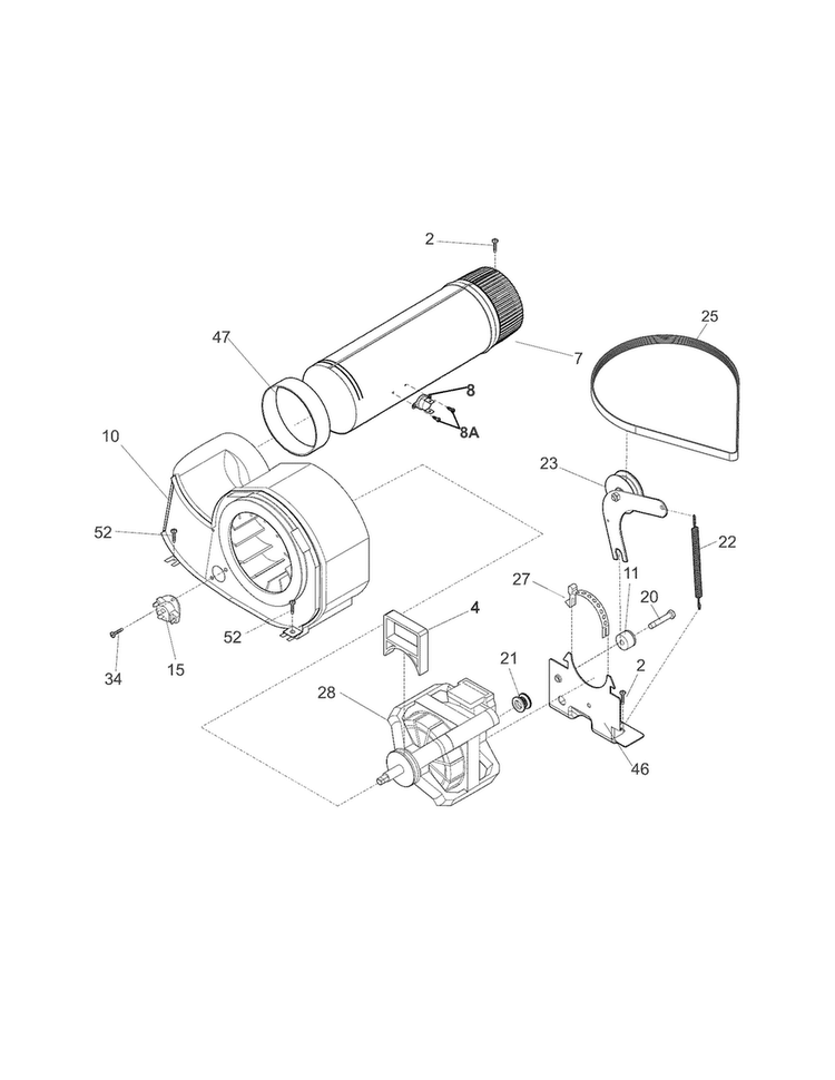 Motor Diagram and Parts List for CARE1011MW0  Frigidaire Dryer