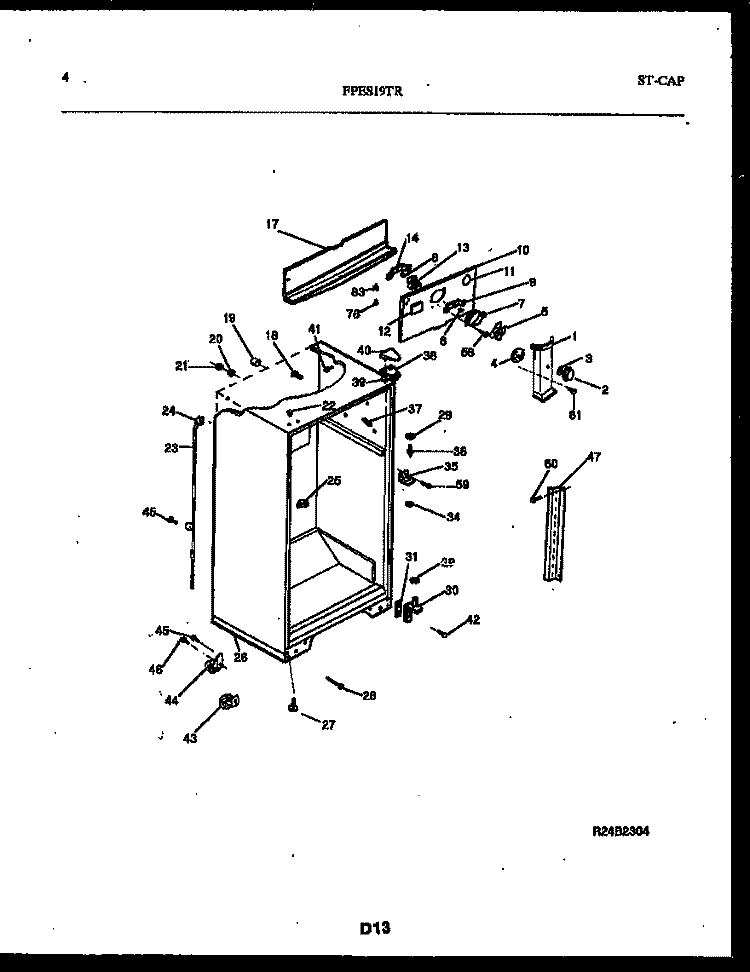 CABINET PARTS Diagram and Parts List for FPES19TRW0  Frigidaire Refrigerator