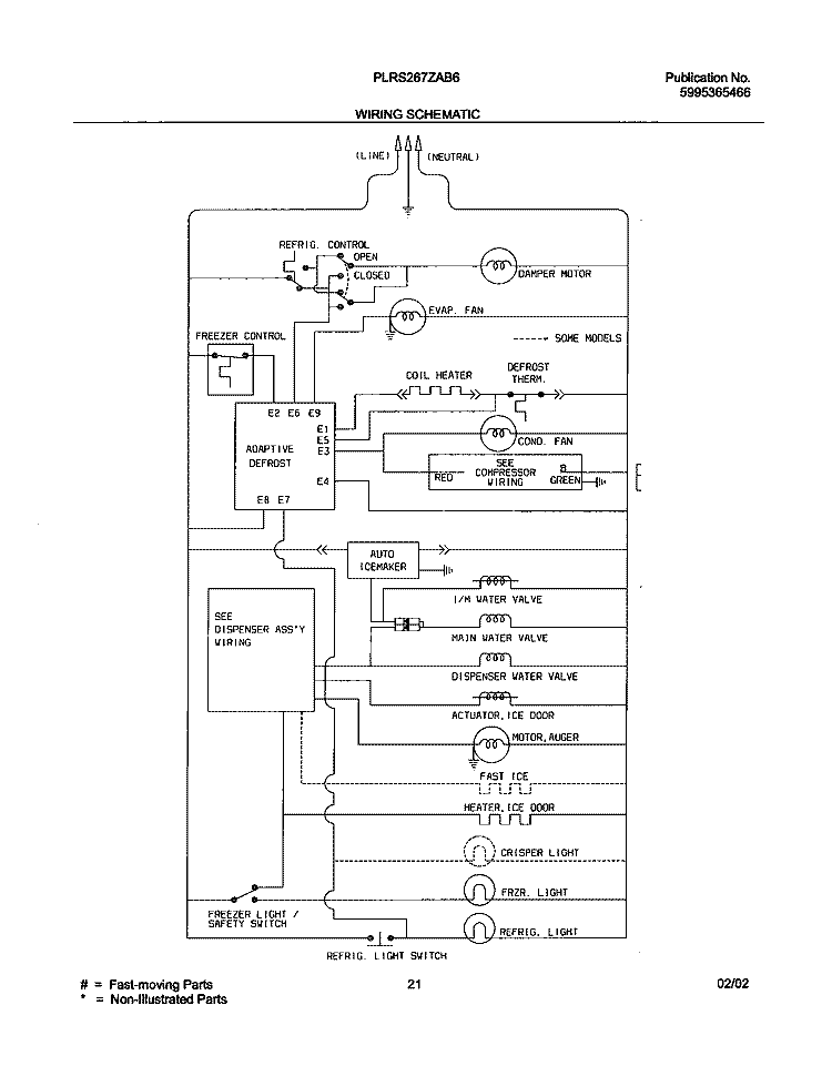 WIRING DIAGRAM Diagram and Parts List for PLRS267ZAB3  Frigidaire Refrigerator