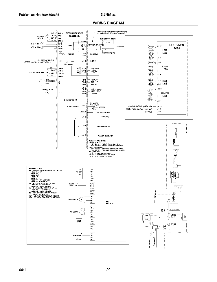 WIRING DIAGRAM Diagram and Parts List for EI27BS16JS3  Electrolux Refrigerator