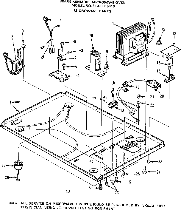 Microwave Parts Diagram and Parts List for 5648898410  Kenmore Microwave
