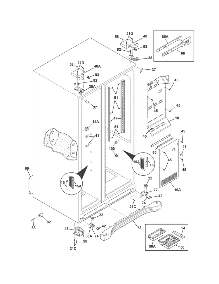 Cabinet Diagram and Parts List for FGHC2355PF7  Frigidaire Refrigerator