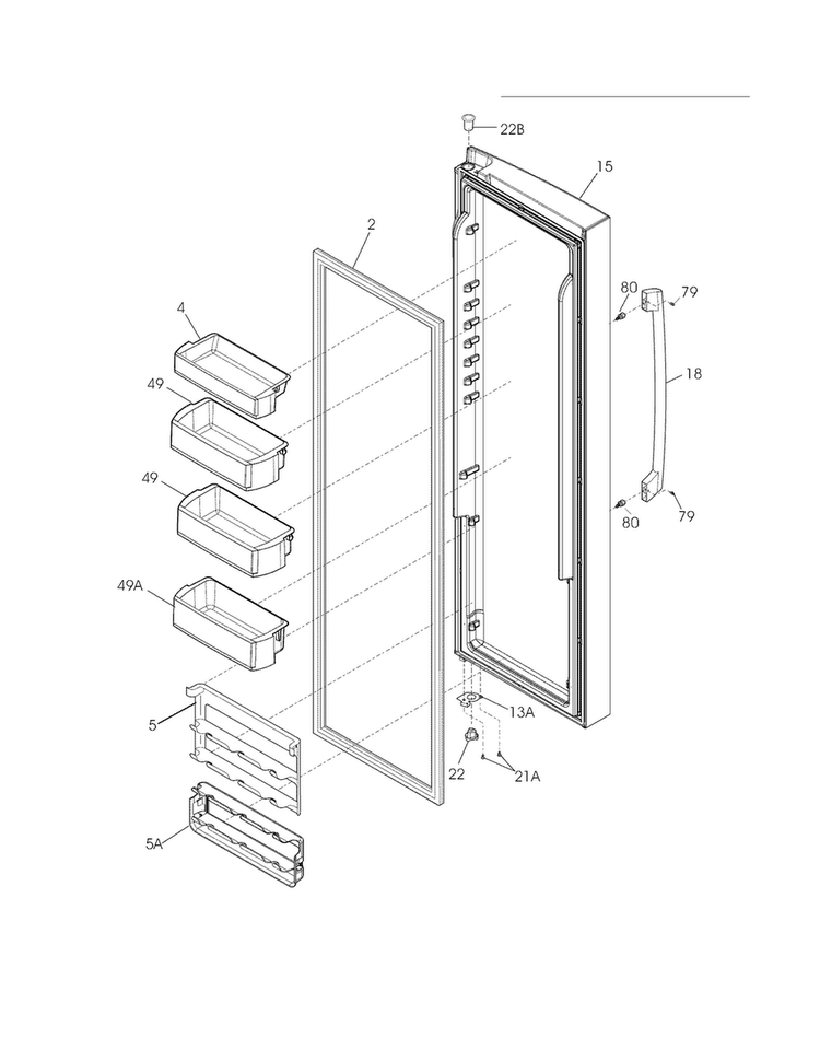 Refrigerator Door Diagram and Parts List for EI23CS65KS1  Electrolux Refrigerator
