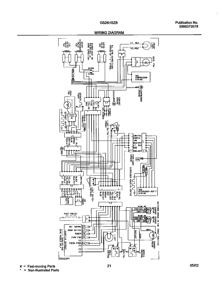 WIRING DIAGRAM Diagram and Parts List for GS26HSZBC0  Frigidaire Refrigerator