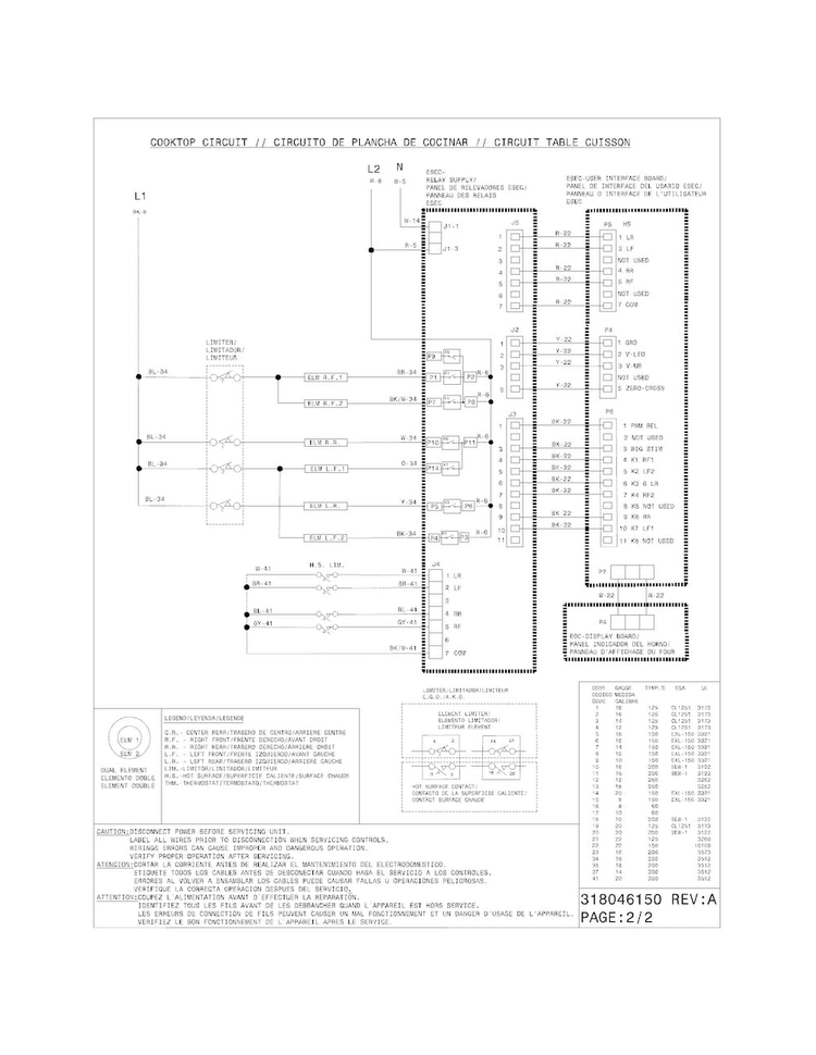 Wiring Diagram Diagram and Parts List for FGEF306TMFE  Frigidaire Range