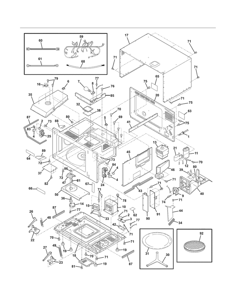 Microwave Diagram and Parts List for EW27MC65JW2  Electrolux Microwave Oven Combo