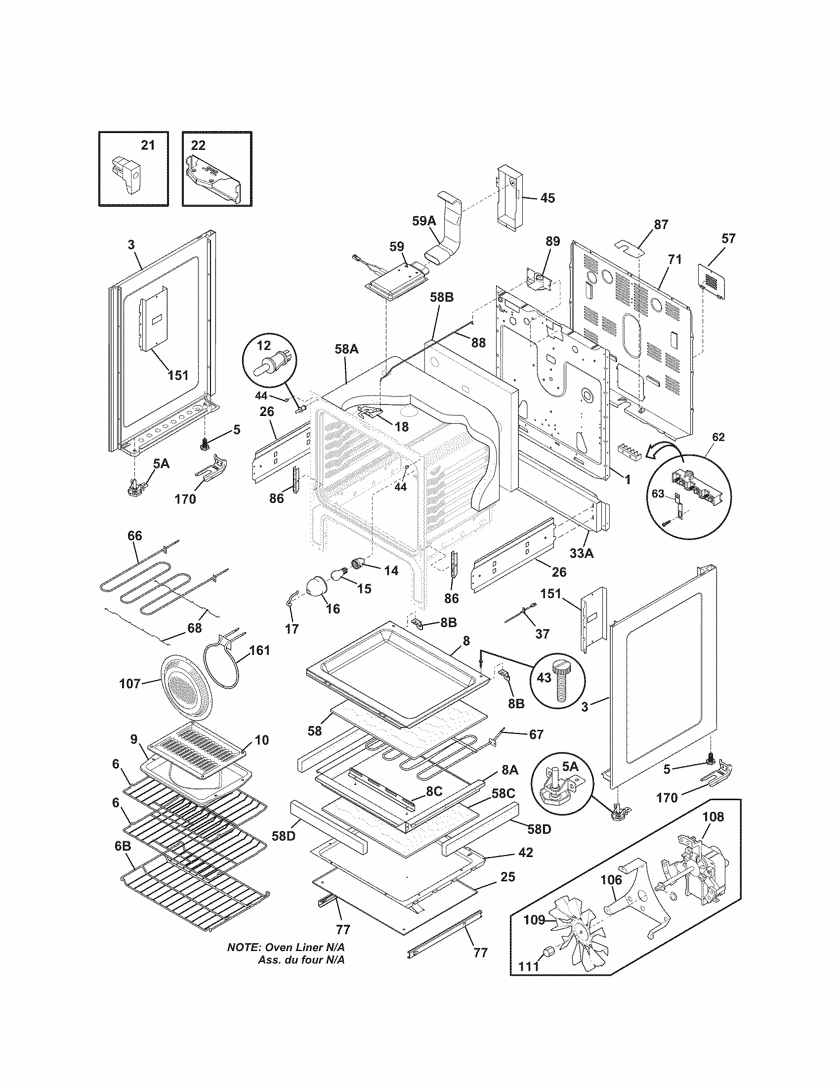 Body Diagram and Parts List for 79094249310  Kenmore Range
