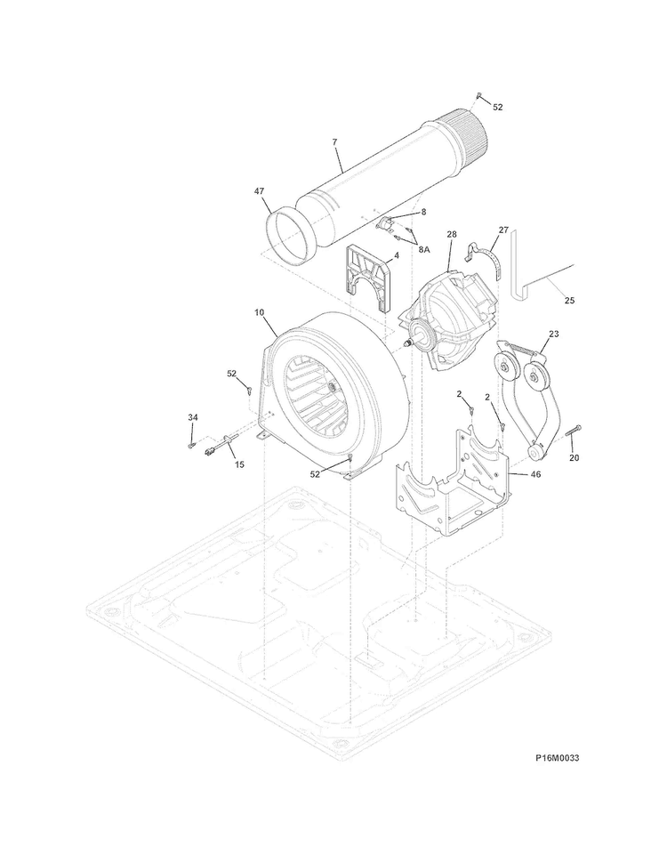 Motor/fan Diagram and Parts List for EWMED70JSS4  Electrolux Dryer