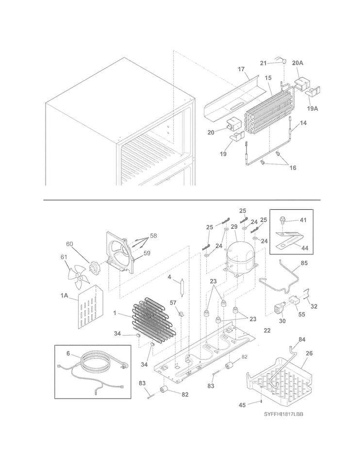 System Diagram and Parts List for FGHT1832PP3  Frigidaire Refrigerator