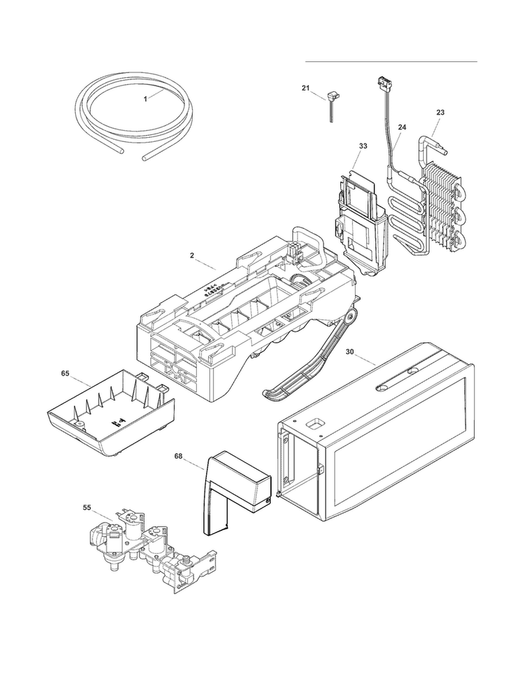 Ice Maker Diagram and Parts List for FGHB2846LM7  Frigidaire Refrigerator