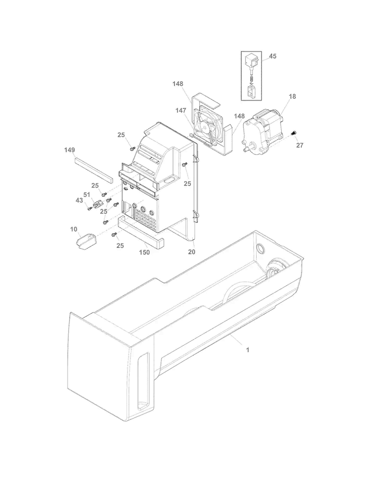 Ic Container Diagram and Parts List for FPHB2899PF0  Frigidaire Refrigerator