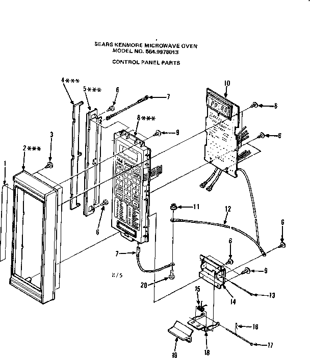 Control Panel Parts Diagram and Parts List for 5649978013  Kenmore Microwave
