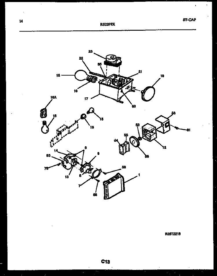 REFRIGERATOR CONTROL ASSEMBLY, DAMP Diagram and Parts List for RS22F8DX1C  Gibson Refrigerator