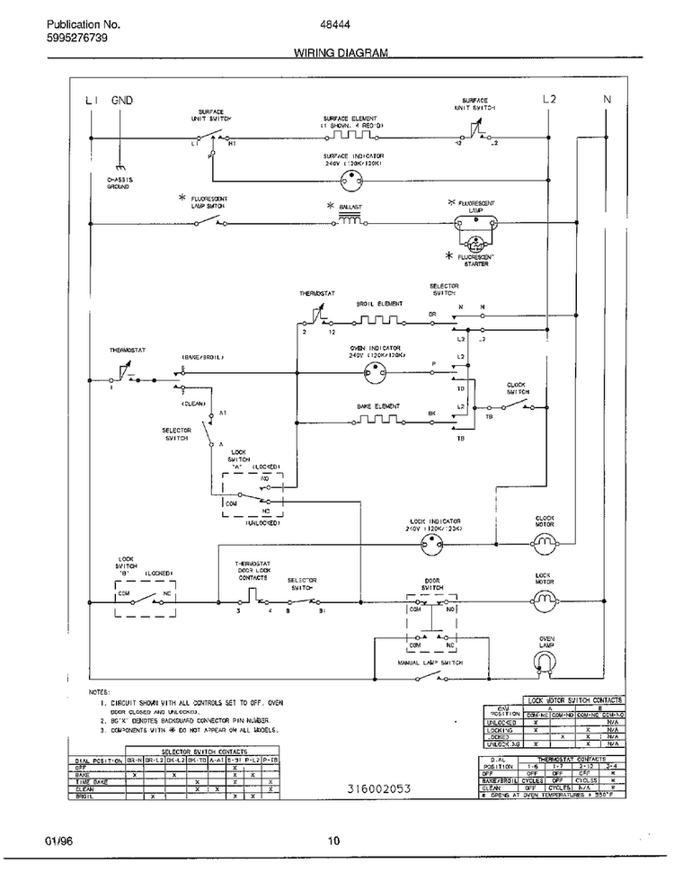 Wiring Diagram Diagram and Parts List for 484447D  Frigidaire Range