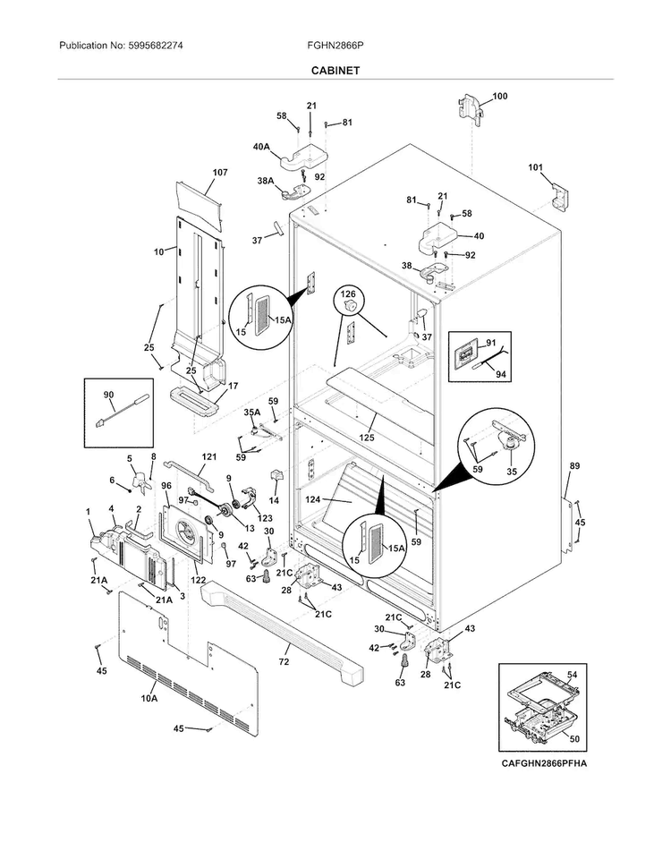 Cabinet Diagram and Parts List for FGHN2866PPEA  Frigidaire Refrigerator