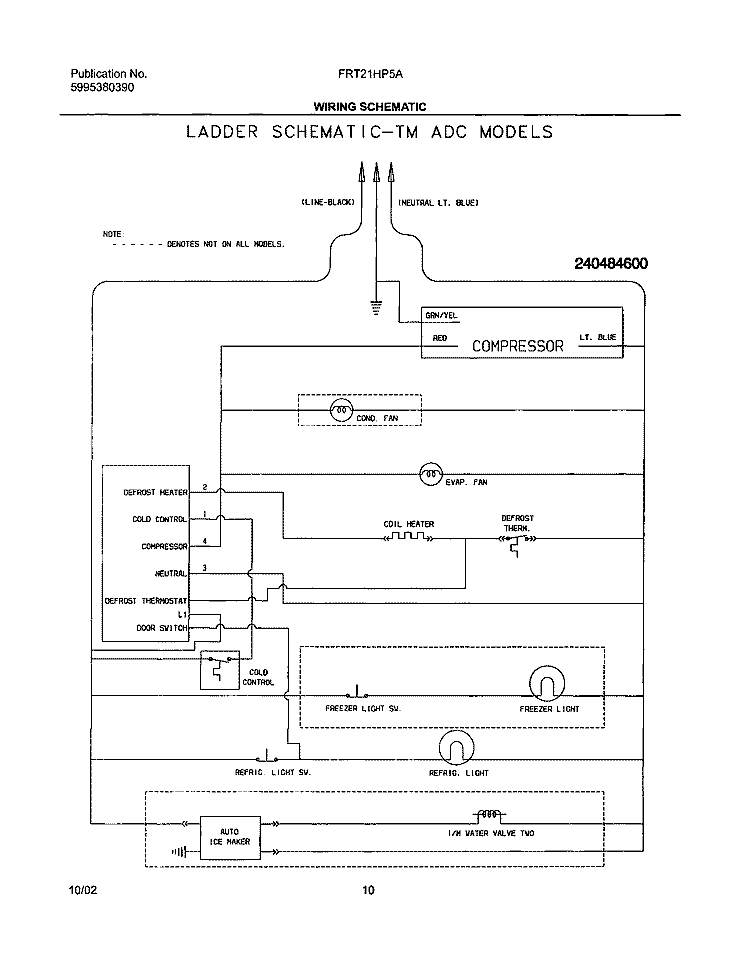 WIRING SCHEMATIC Diagram and Parts List for FRT21HP5AQ4  Frigidaire Refrigerator