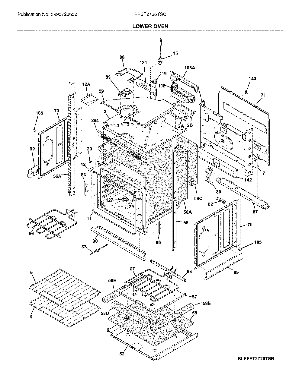 Lower wall oven Diagram and Parts List for FFET2726TSC  Frigidaire Wall Oven