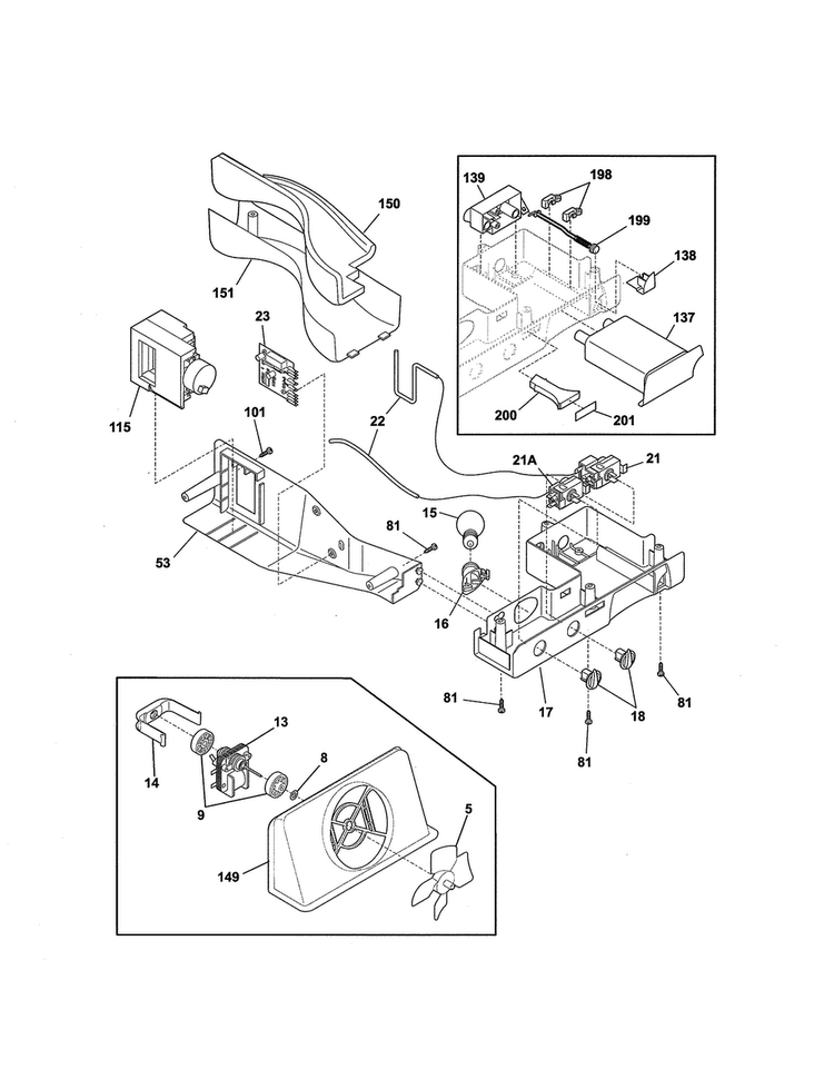 Controls Diagram and Parts List for 25354663408  Kenmore Refrigerator