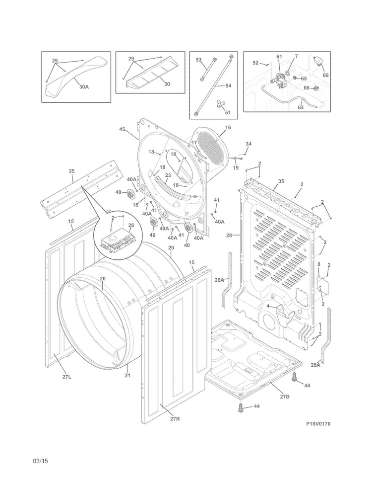Cab/drm Diagram and Parts List for EIMED60LT4  Electrolux Dryer