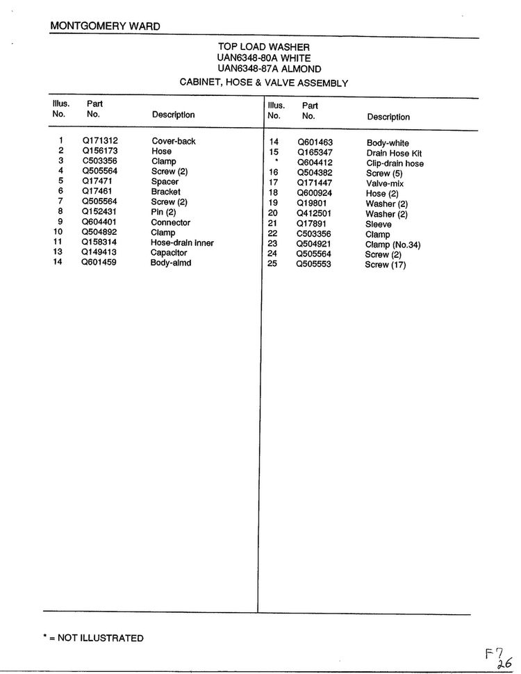 Cabinet, Hose And Valve Assembly Page 2 Diagram and Parts List for 6348A  Frigidaire Washer