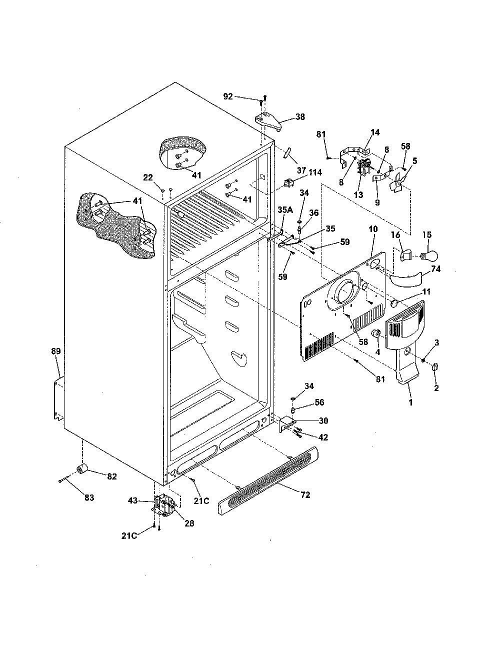 Cabinet Diagram and Parts List for FFHI1817LS7  Frigidaire Refrigerator