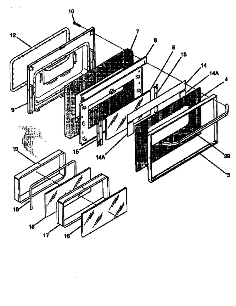 Door Diagram and Parts List for EF367CABB  Frigidaire Range