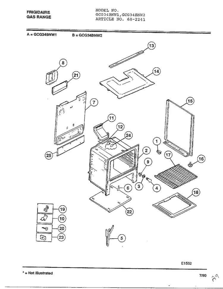 Frigidaire Gas Range Page 7 Diagram and Parts List for 2241  Frigidaire Range