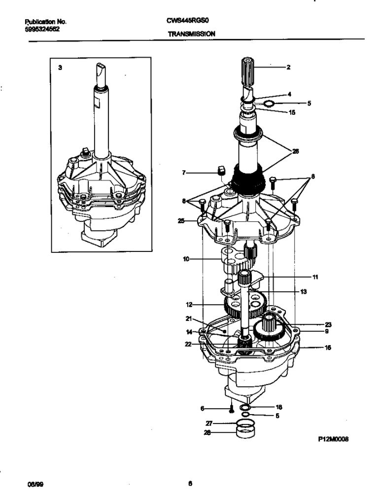 Transmission Diagram and Parts List for CWS445RGS0  Gibson Washer