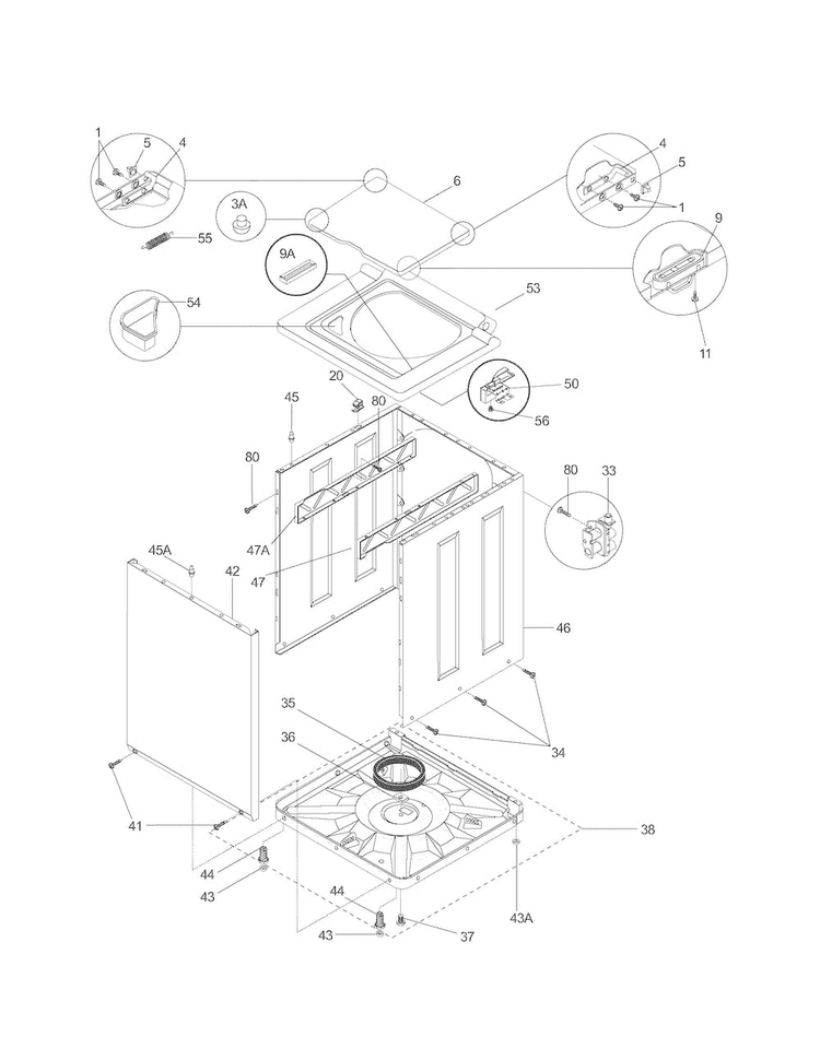 Lower Cabinet/top Diagram and Parts List for 41797822701  Kenmore Washer Dryer Combo