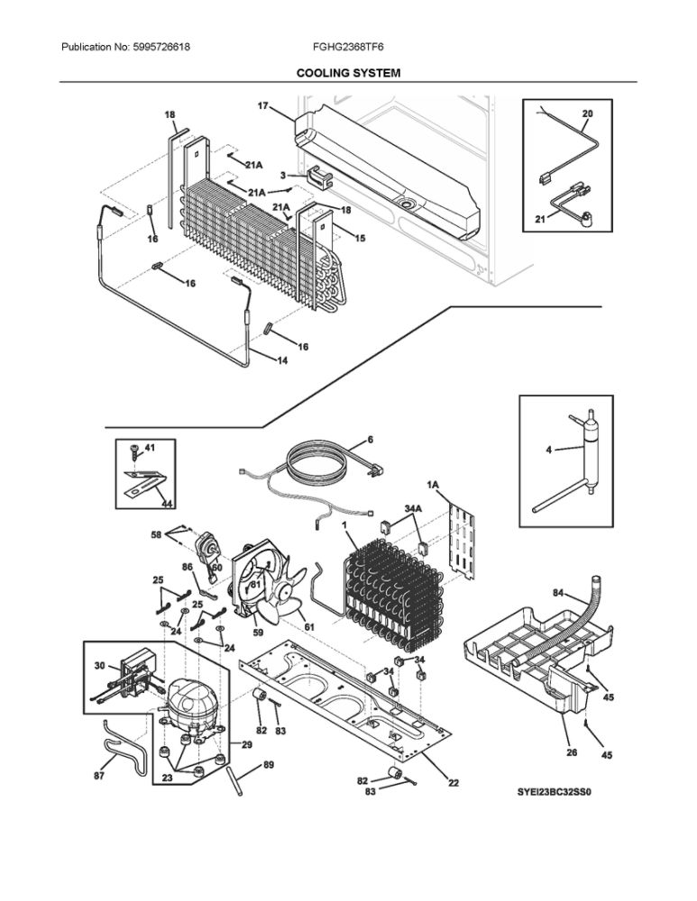 System Diagram and Parts List for FGHG2368TF6  Frigidaire Refrigerator