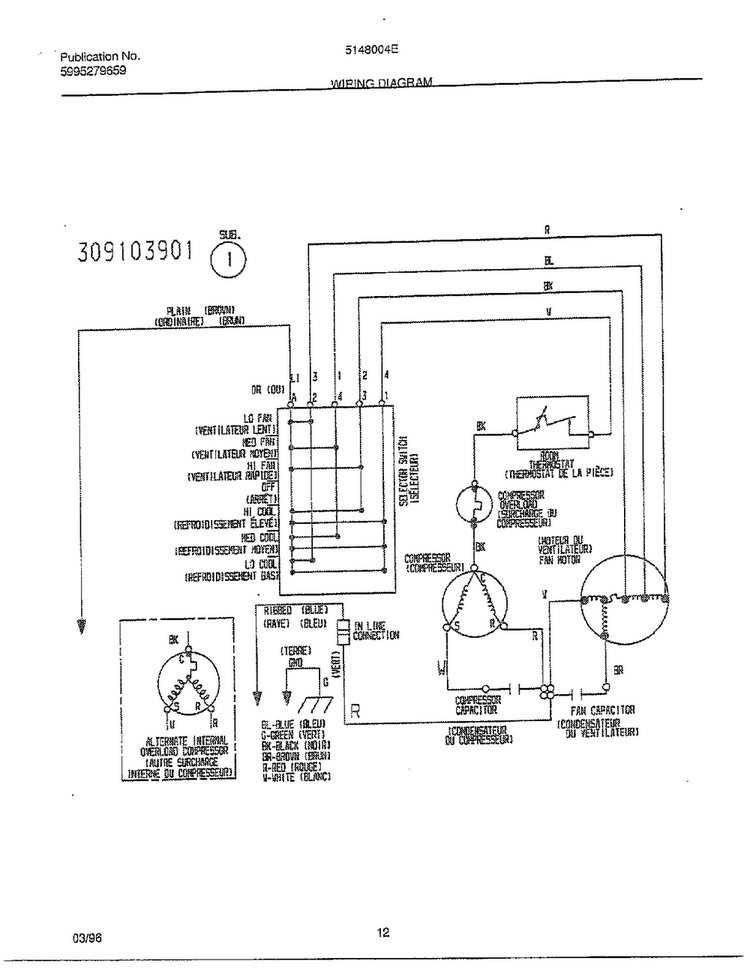Wiring Diagram Diagram and Parts List for 5148004E  Frigidaire Air Conditioner