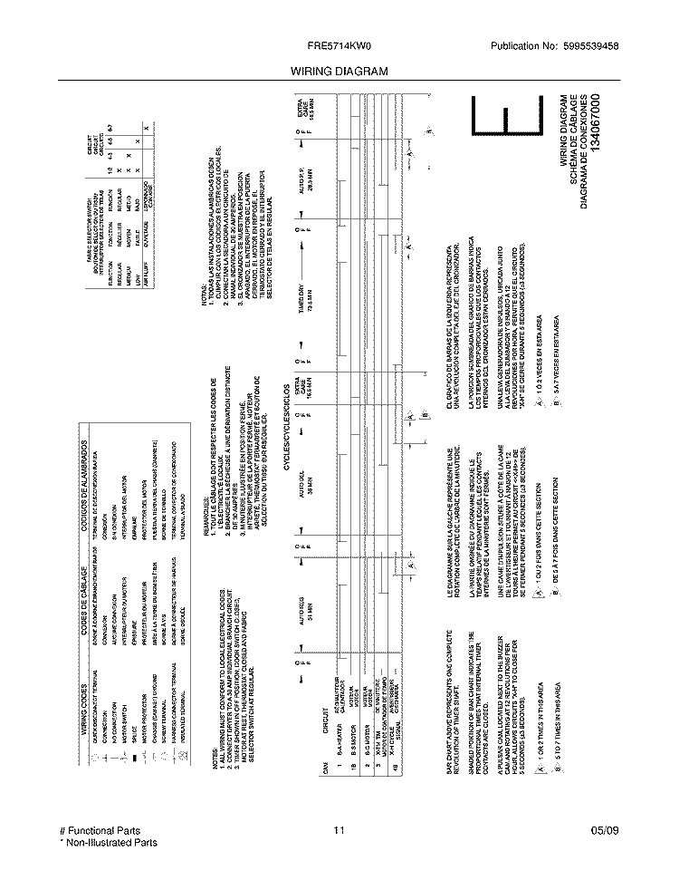 WIRING DIAGRAM Diagram and Parts List for FRE5714KW0  Frigidaire Dryer