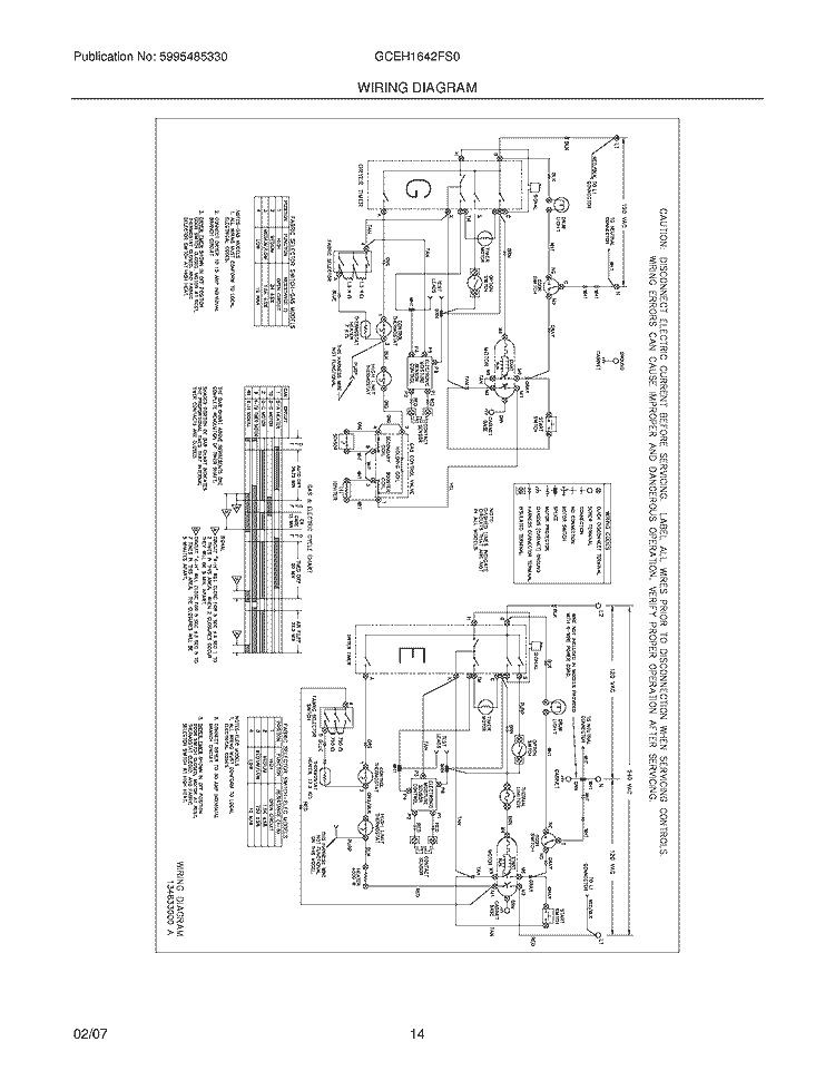 WIRING DIAGRAM Diagram and Parts List for GCEH1642FS0  Frigidaire Washer Dryer Combo