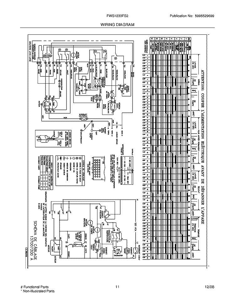 WIRING DIAGRAM Diagram and Parts List for FWS1233FS2  Frigidaire Washer