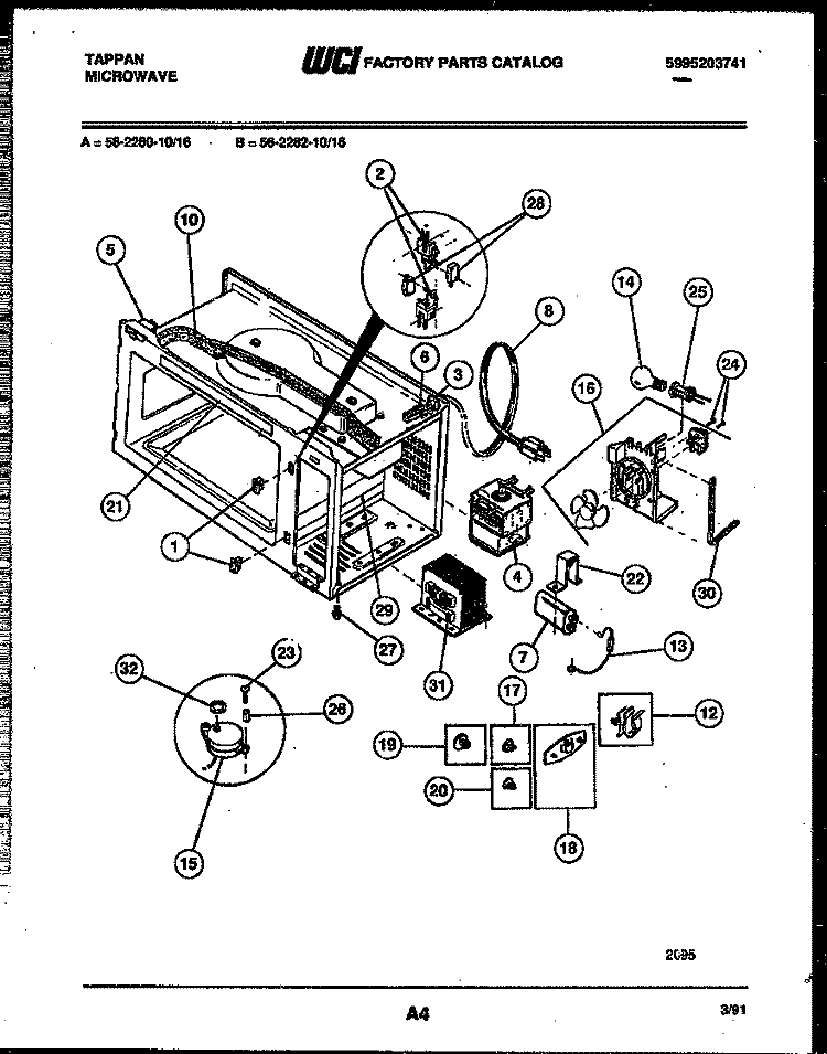 FUNCTIONAL PARTS Diagram and Parts List for 56-2282-10-16  Tappan Microwave