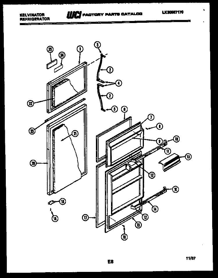 DOOR PARTS Diagram and Parts List for TMK180EN0D  Kelvinator Refrigerator